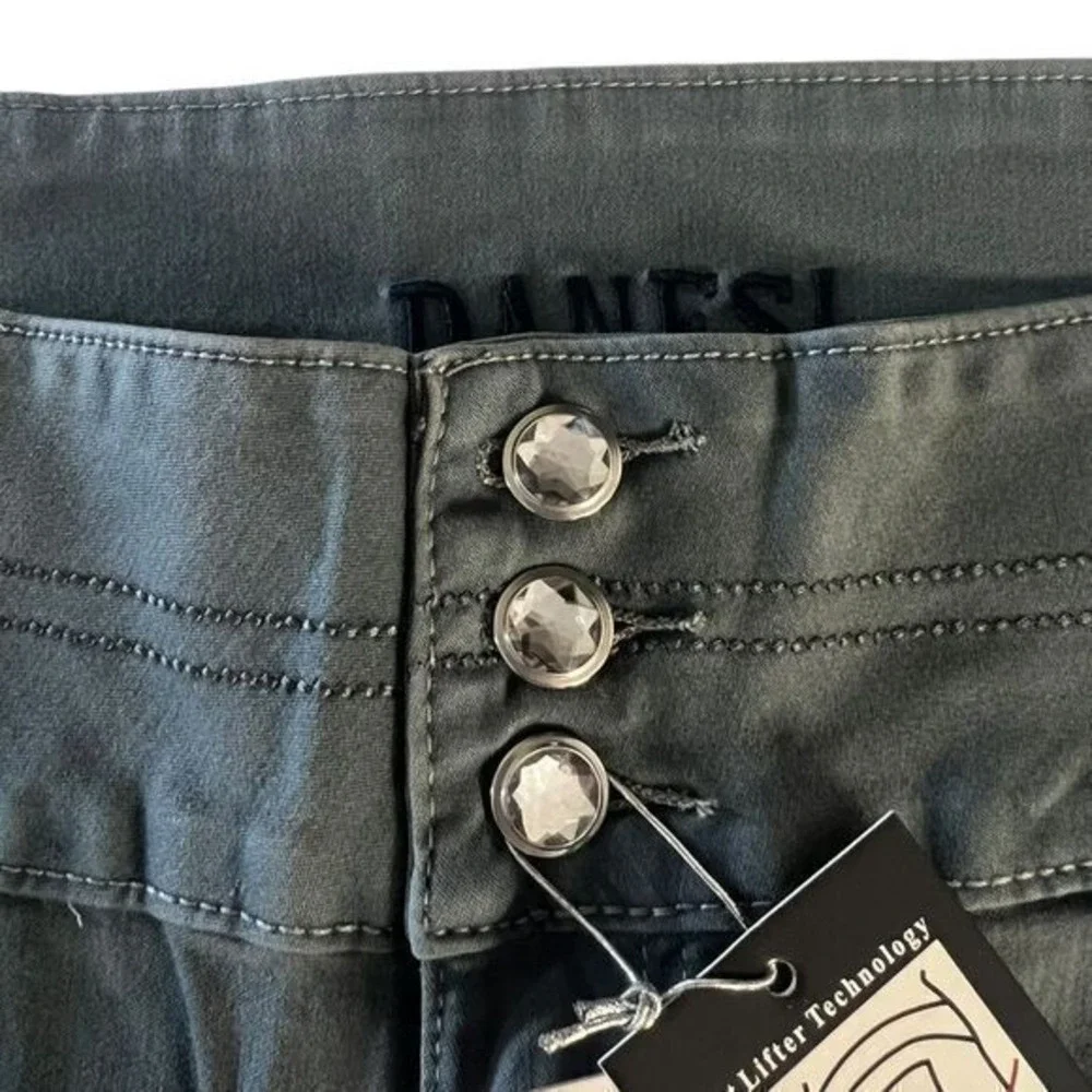 Danesi Jeans Distressed Gray Denim Pants Button Fly Straight Leg Women's Size 17